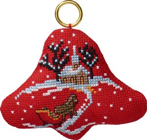 Mini kits broderi - kane og kirke dækket af sne